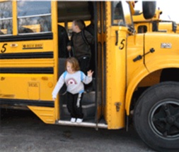 Child exiting bus